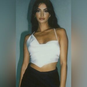 Princess Polly Ivory Silk One Shoulder Top